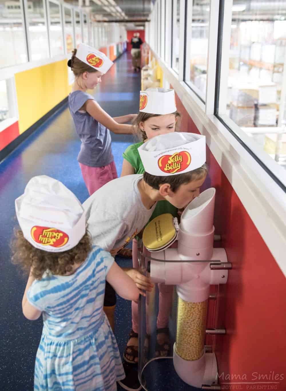 Guessing jelly bean flavors by smell at the Jelly Belly Factory tour