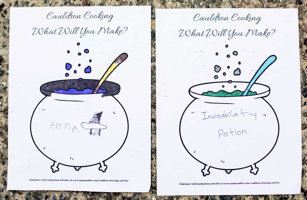 Simple printable broom and cauldron drawing activity pages for Julia Donaldson's Room on the Broom. Great creative literacy work for kids!