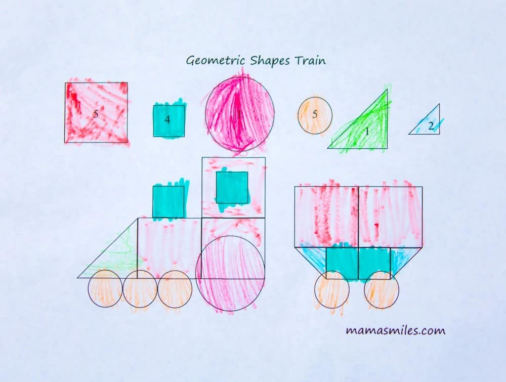 Geometric shapes train activity for kids.