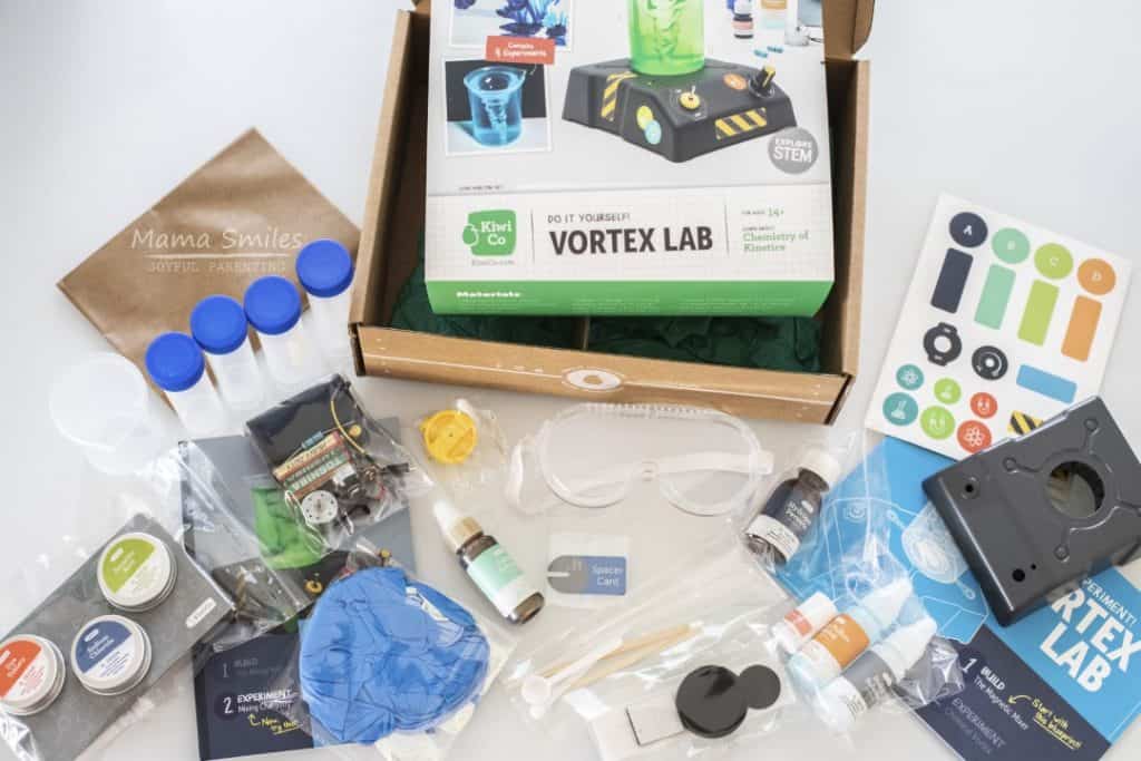 Kids love the hands-on introduction to chemistry offered by the Kiwi Co Vortex Chemistry crate reviewed in this post. @kiwico #chemistry #homeschool #edchat #kidsactivities #learningisfun