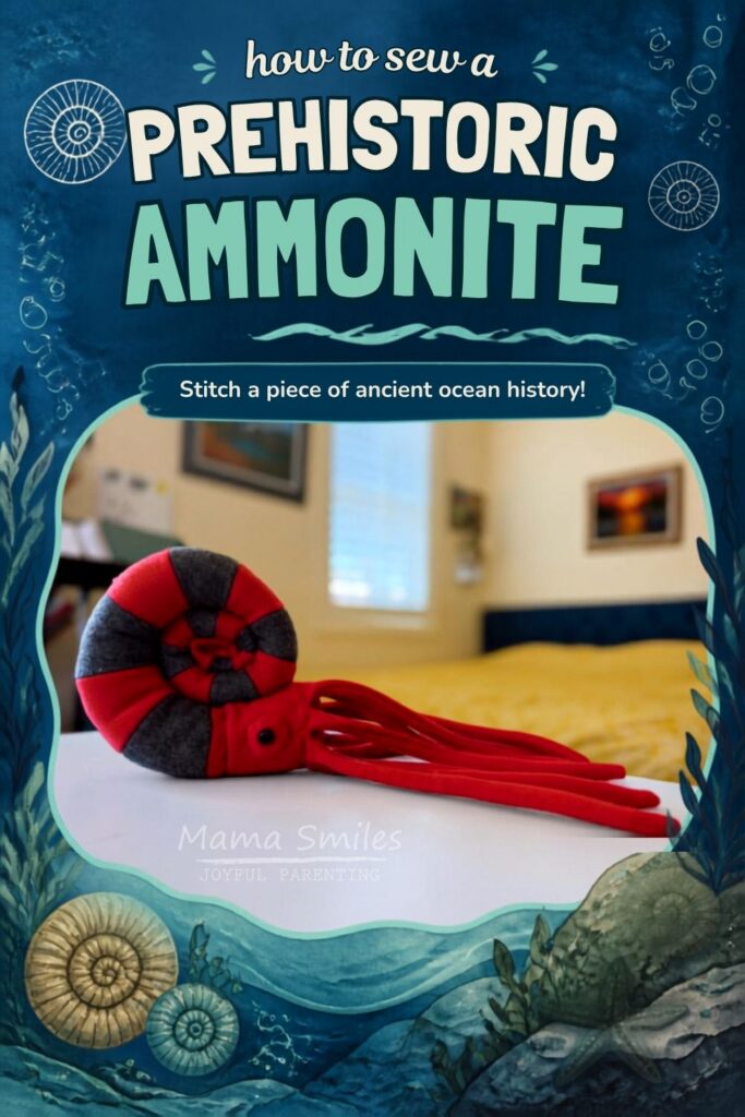sewing a stuffed ammonite