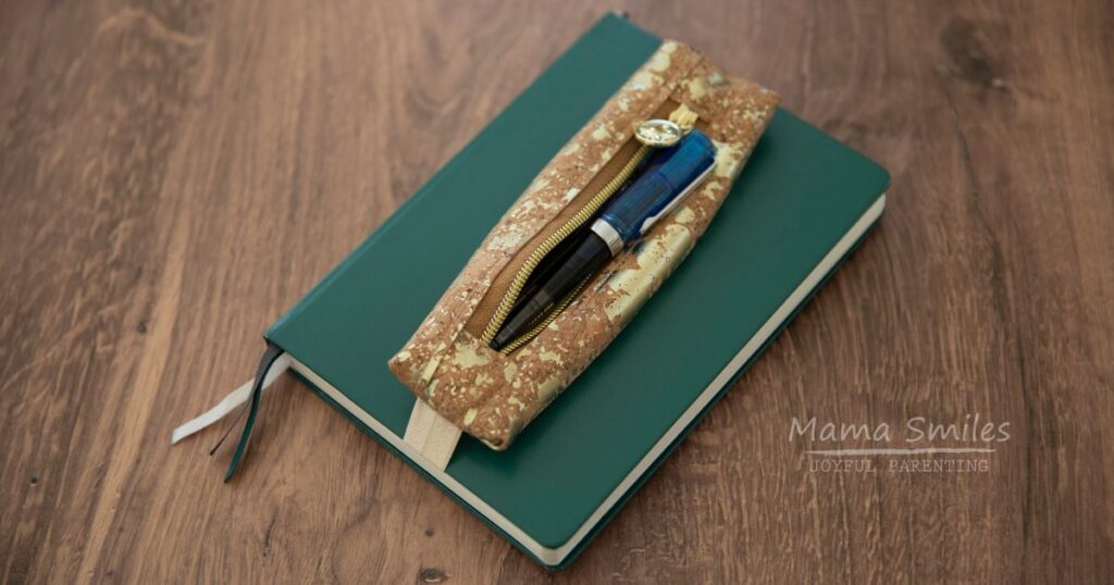 cork pencil case sewn using a Sallie Tomato kit