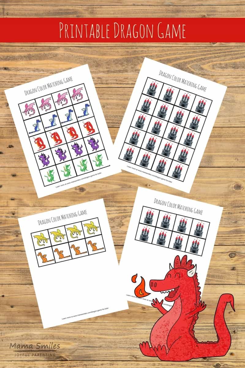 This cute printable dragon game for kids can be used for so many fun games! Go Fish, color matching, and even as a math manipulative. #dragons #homeschool #vbcforkids #preschool #ece #kidsactivities #freeprintables