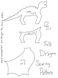 Toy dragon sewing pattern - free download.