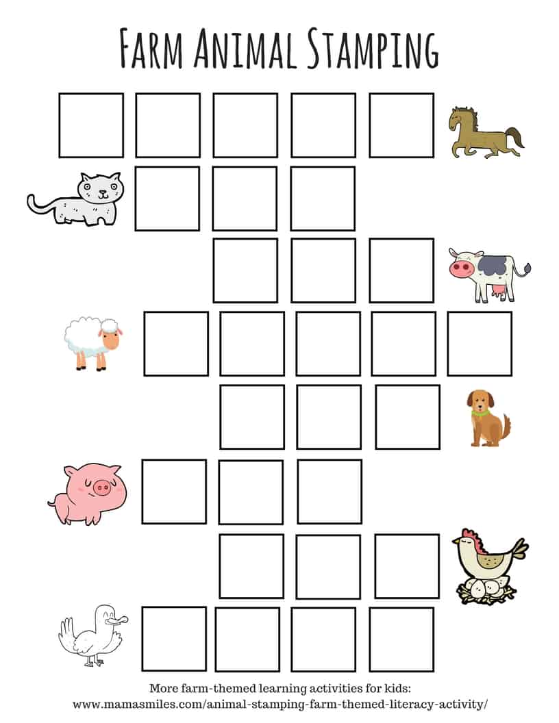 Animal Stamping Farm Themed Literacy Activity for Kids