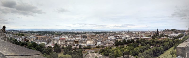 Edinburgh, Scotland panorama shot from the top of Edinburgh Castle
