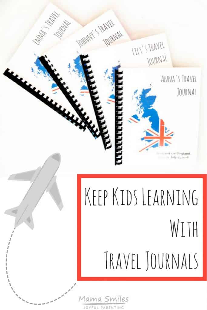 Keep kids learning on the road with this DIY travel journal. Develop writing and enhance travels by encouraging kids to remember details of their experiences. #travelwithkids #worldschooling #mkbkids #kidsactivities #stopthesummerslide #travelmom #homeschool