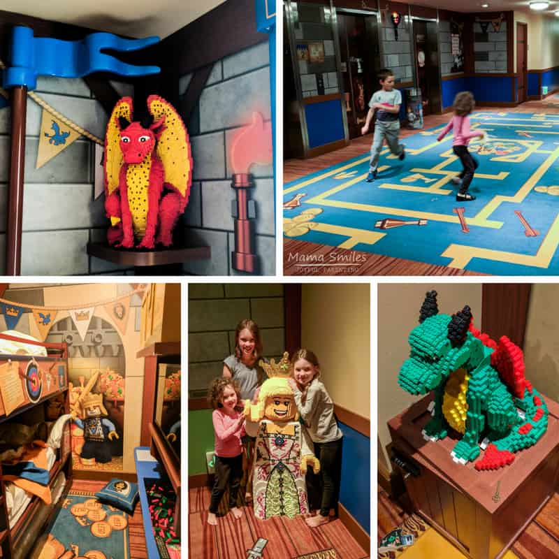 Interior photos from the Legoland California Castle Hotel