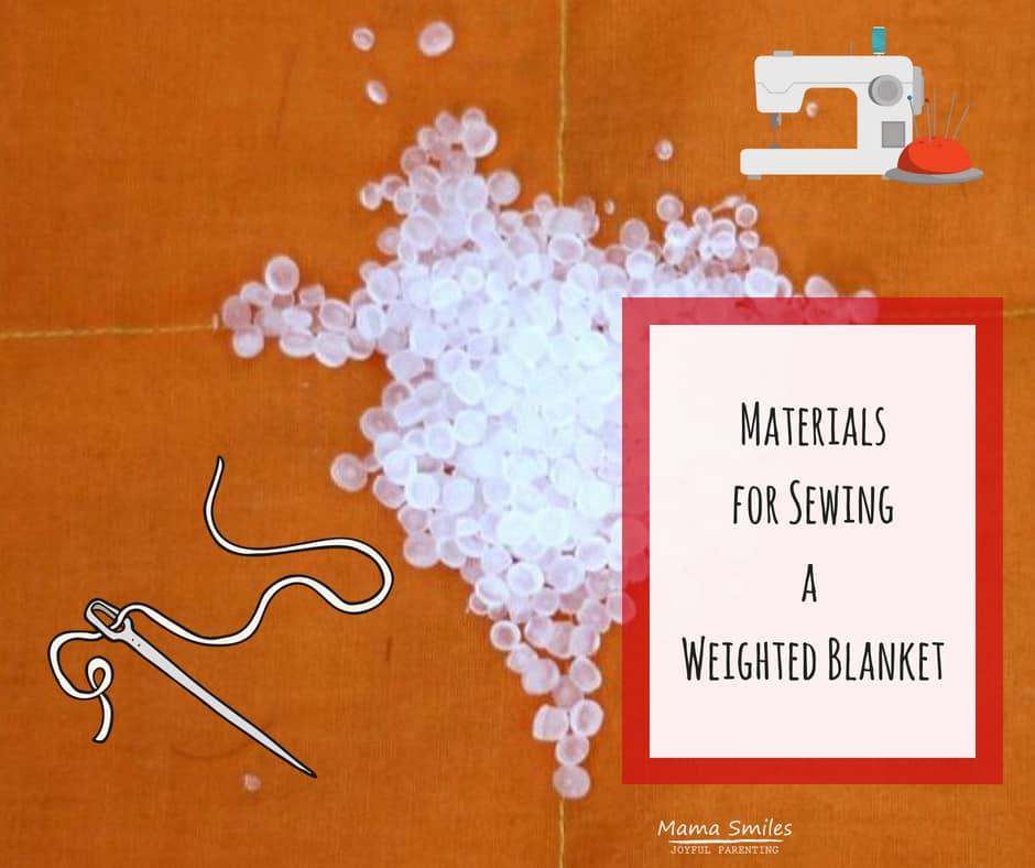 Materials needed for sewing a weighted therapy blanket.