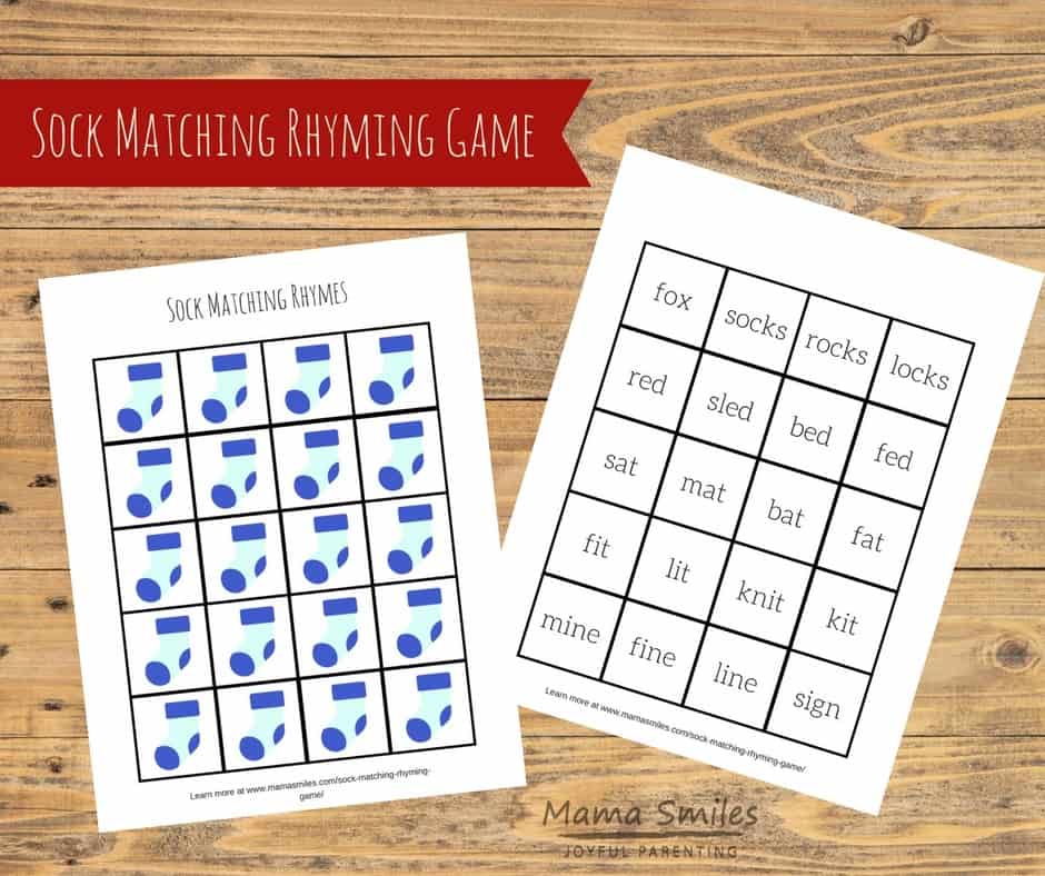 A playful matching game printable to introduce kids to rhyming