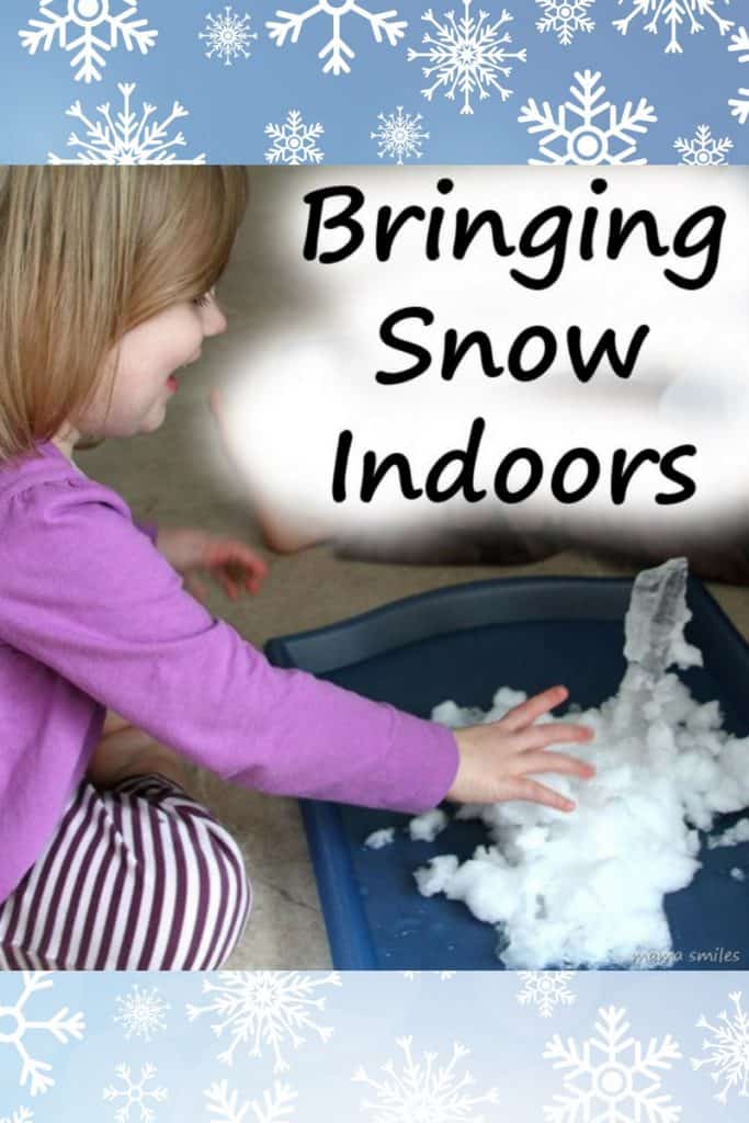 I LOVE this winter sensory play idea for littles - bring the snow in! #toddleractivity #preschool #ece #sensoryplay #spd #winter #winterfunforkids #childhood