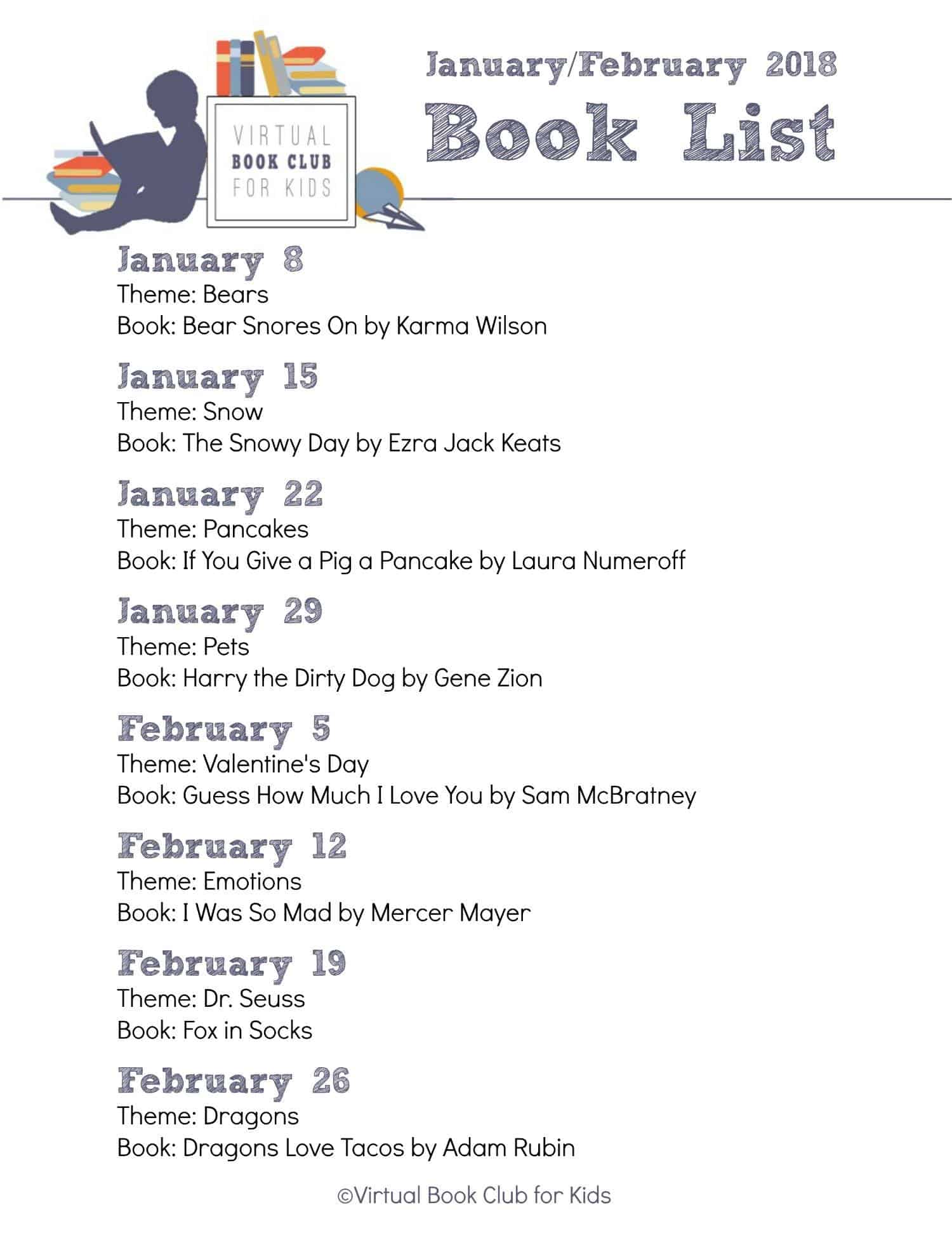 January and February Picture Books for the Virtual Book Club for Kids