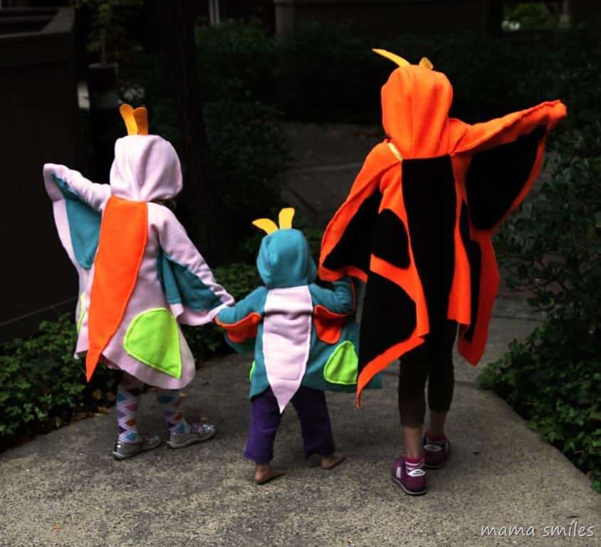 DIY fleece butterfly costumes for kids