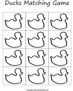 Free printable matching game - ducks kids color in to make pairs