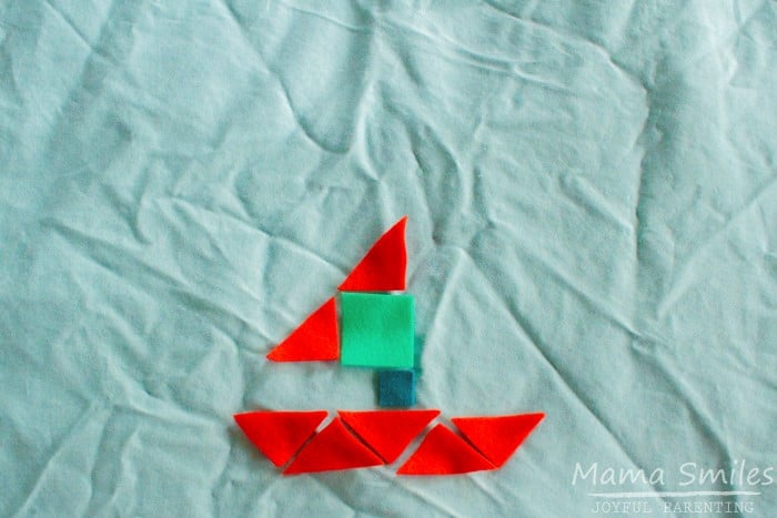 Geometric shapes boat activity, plus more boat themed learning for preschoolers