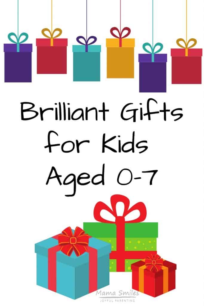 Are you shopping for a baby, toddler, preschooler, or "big kid"? This list of awesome gifts for kids aged 0-7 has you covered! #giftguide #giftideas
