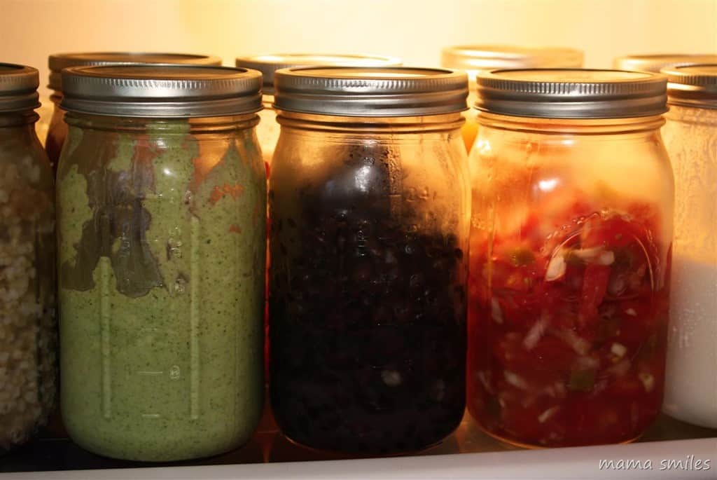 Mason jars are perfect for storing leftovers in the fridge - BPA free, clear (so you can see what is inside) and the perfect height.