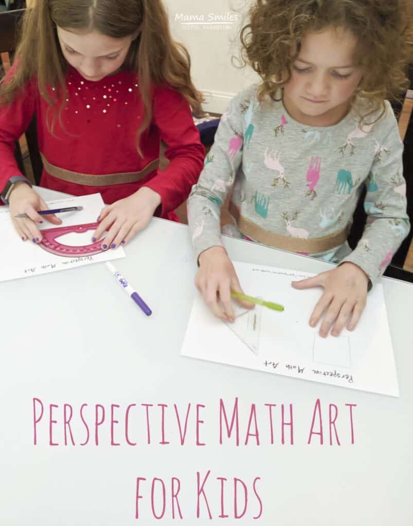This simple one point perspective art activity for kids offers a fantastic jumping off point for teaching kids about the way math and art intersect. #artforkids #perspective #onepointperspective #mathart #mathisfun #learneveryday #perspectiveart