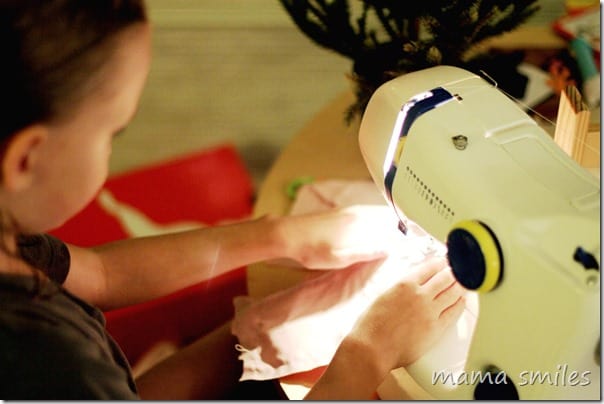 learning how to use a sewing machine