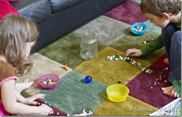 rainy day fun with a jar of marbles