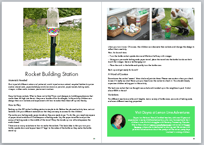 Rocket building station sample page from the learning activity ebook Up!