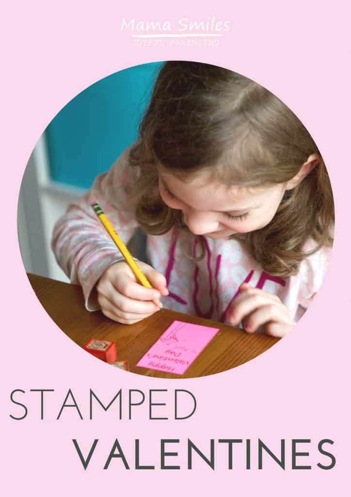 Stamped valentines are easy for kids to make and can be customized to suit the child's interests, or their friends' interests. Stamped #valentines for kids. #kidsactivities #DIYvalentines #valentinesday
