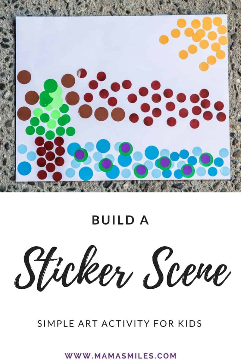 These sticker scenes make a great quick and easy art activity for kids! I love how open-ended this activity is – we use it on road trips. It’s also a great activity to have in your bag for waiting rooms and restaurants. Check out the list at the end of this post for more quick, easy, and highly portable DIY kids’ activities.