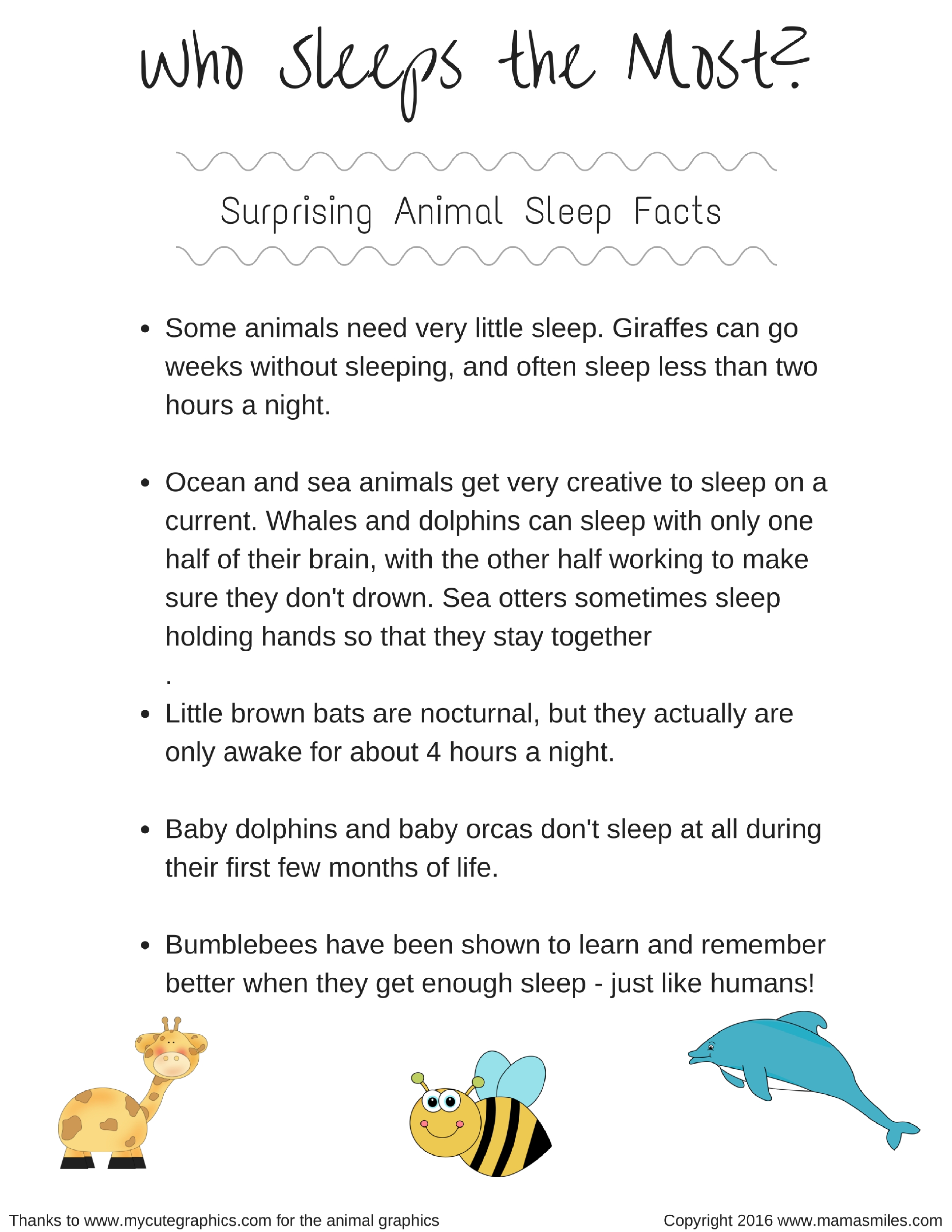 Surprising animal sleep facts for kids, and more night and sleep themed learning activities for children.